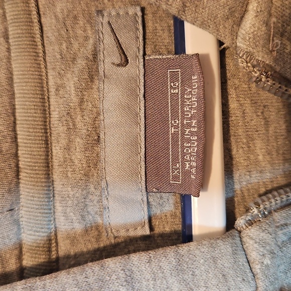 Nike Vintage 2000s XL 1/4 zip hoodie w kangaroo pocket heather gray w red swoosh - Picture 3 of 8